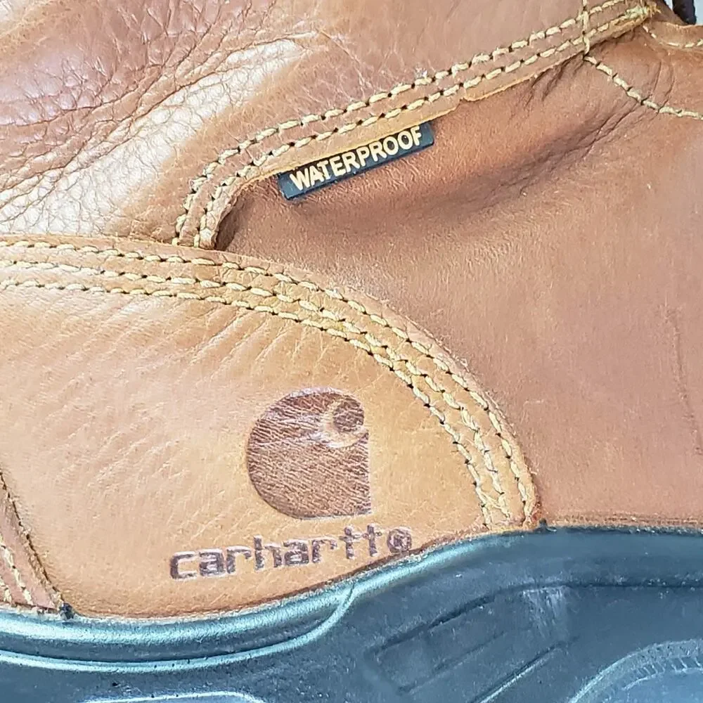 Carhartt Work Boots 6-inch Waterproof Comp Toe Mens Size 14 M Brown Leather